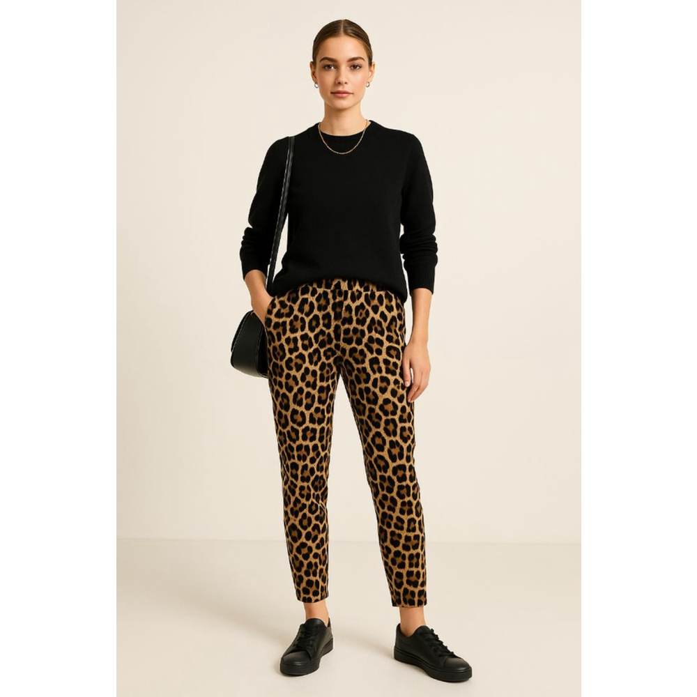Women's Forever 21 Leopard Print Track Pants & Joggers S Brown Black